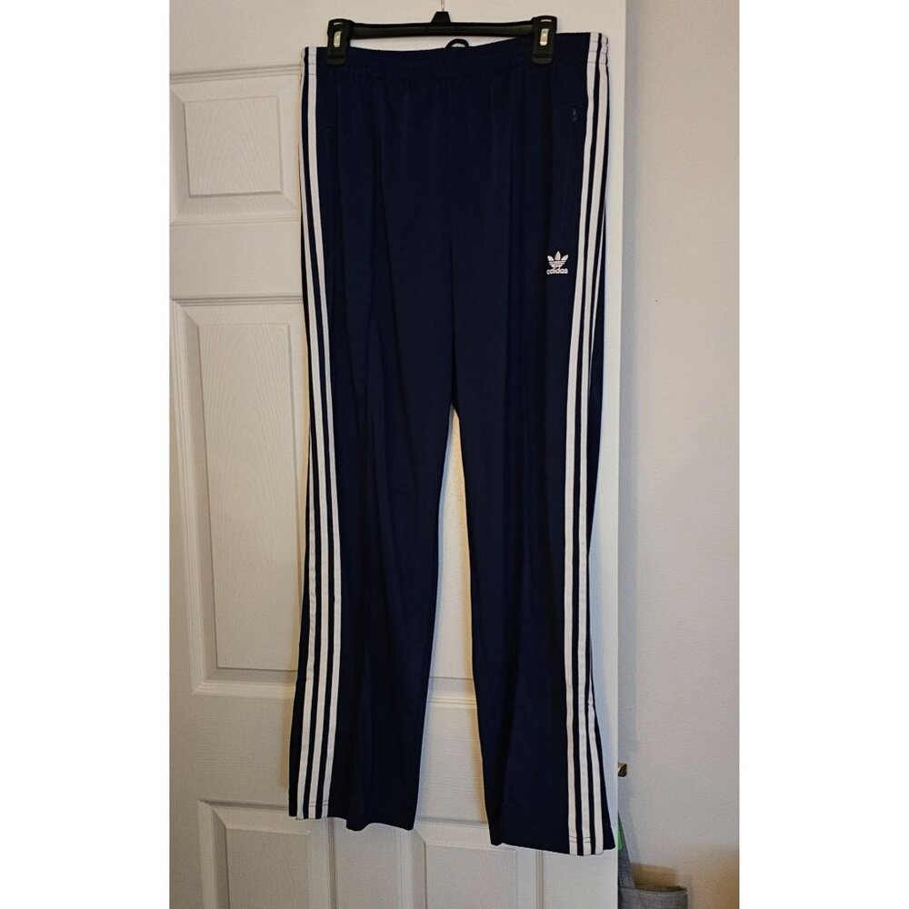 Adidas Womens Navy Blue Athletic Track Pants Sz L Running Athleisure - Picture 1 of 7